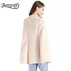 Winter Coat Long Women Elegant Cape Ladies Ankomst Aprikos Woolen Zipper Casual Ytterkläder Kvinnors S W501 210510