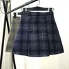 Qooth Skirts For Women Ulzzang Autumn Winter Harajuku Woolen Plaid Retro Short Skirt Girl Cute Japanese Kawaii Skirt QH1645 210518