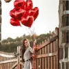 50pcs 18 pouces Rose Or Rouge Rose Amour Feuille Coeur Hélium Ballons De Mariage Fête D'anniversaire Ballons Saint Valentin Globos Fournitures 210626