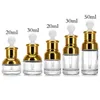 Flacone contagocce in vetro dorato 20 30 flaconi di siero di lusso da 50 ml con tappo Shinny per olio essenziale DH3133