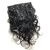 Clipe em extensões de cabelo onda de cabelo humano brasileiro 8 peças conjunto 120g/conjunto cor natural de 8-22 polegadas