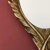 Mirrors Retro Gold Feather Hand-held Mirror Cosmetic Home Decoration European Baroque Style Old Modeling