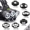 8000 Lumens أعلى مصابيح الأمامية مصابيح الأمامية مصابيح الأمامية عالية الطاقة مع 2pcs 18650 بطارية USB شاحن 5 LED T6 مصابيح أمامية في الهواء الطوارئ في الهواء الطوارئ HIKE HIKE