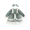 Baby Girl Spanish Vintage Princess Dress Toddler Lolita Gown per il compleanno Vestidos Kid maniche lunghe Abiti verdi 210615