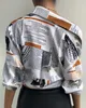 Женская цифровая печать блузки мода Trend Trend Casual ClothDord Bandage COP Tops Designer Famale Spring с длинным рукавом свободные шифоновые рубашки