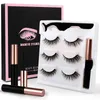 3 Pairs Magnetic Liquid Eyeliner and False Lashes Natural Fake Eyelashes Set Free Glue Magnet Black Box Coloris Wholesale Makeup Eyelash