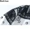 Dark Icon Nero Bianco Colore Contrasto Camicia Bandana Uomo Street Fashion Polo Hawaiian s Man 210721