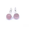 Orecchini con ciondoli in cristallo curativo in quarzo rosa rosa placcato argento da 10 mm Orecchini geometrici in pietra naturale per gioielli da donna