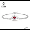 Link, Chain Bracelets Drop Delivery 2021 S925 Sier Inlaid Red Treasure Heart Bracelet Temperament Gift Hand Jewelry Live Broadcast 36Qjc