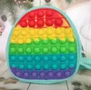 19 cm Rainbow Tie Dye Fidget Ryggsäck Bubble Toys Bag Push Bubbles Purs Purtes Polder Adult Sports Casual axelväskor Handväska Tote Christmas Gift FY2990