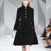 Herfst winter elegante zwarte fluwelen jurk retro vrouwen audrey hepburn lange mouw dames kantoor vestidos mantel 210529