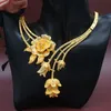 Earrings & Necklace Dubai Gold Jewelry Sets African Bridal Wedding Gifts For Women Saudi Arab Bracelet Ring Set Flowers Jewellery275U