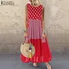 Women's Bohemian Ruffle Sundr2021 Zanzea Summer SleeveFloral Impresso Maxi Long Drcasual Solta Tanques de Partido Vestido X0529