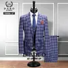 mens blue check suit