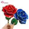 Rose trempée en or 24 carats à longue tige, vraies Roses, cadeau romantique de fête pour la saint-valentin/fête des mères/noël/anniversaire CG001