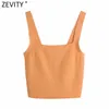 Vrouwen spaghetti riem oranje kleur chique camis tank dame zomer terug lagere breien korte slinger vest crop tops LS9177 210420