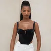 CNYISHE Vintage Fashion Black Velvet Cupped Corset Tops Women Backless Crop Top Vest Party Club Bustier Top Female Velvet Tanks 210419