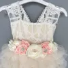 Peuter bloem meisjes trouwjurk voor kinderen tutu met sjerpen kant zomer sling sun party Halloween 210529