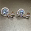 Bowknot 18K Rose Gold Diamond Dangle Earring Original 925 sterling silver Jewelry Party Wedding Drop Earrings for Women Bridal 1645 T2