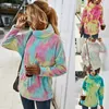 Felpa in pile donna Autunno Inverno Dolcevita Colore Tie-Dye Maglione peloso Vita da donna Abiti slim felpa donna 210514