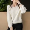 Koreanische Feste Strickpullover Strickwaren Frauen V-ausschnitt Vintage Elegante Tops Pullover Mode Grundlegende Damen Jumper Femme 210513