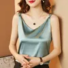 Sleeveless Loose White Tank Tops Women V Neck Plus Size Summer Clothes For Solid Base Satin Top Female Camis 14013 210512