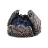 Outdoor Hats Woolen Hat Unisex Plaid Thickened Earmuffs Winter Cap Beanie Bomber Cycling Skiing Skating Faux Fur Earflap Snow Caps9096623