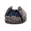 Outdoor Hats Woolen Hat Unisex Plaid Thickened Earmuffs Winter Cap Beanie Bomber Cycling Skiing Skating Faux Fur Earflap Snow Caps