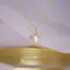 14k Real Gold Luxury Delicate Full Diamond Flower Women Necklace Temperament Simple Micro Inlaid Zircon Choker Wedding Colar