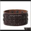 Bracelets de charme Jewelrypunk Large Mens Brown Cuir Rock Bracelet réglable Bracelet Drop Livraison 2021 Reznd