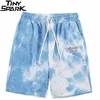 Män Hip Hop Streetwear Corduroy Shorts Broderi Tie Dye harajuku Jogger Summer Track Sweatpants 210714