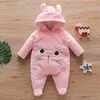 Baby Animal Fleece Hooded Jumpsuit 210528