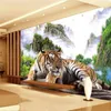 Tapety Diantu Dostosowane Duża Druga ścienna Tapeta Tygrys Dominuje Mountain TV Sofa Salon Room Background
