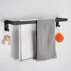 Towel Hanger Wall Mounted Rack Bathroom Space Aluminum Black Grey Bar Rail Holder Accessories Racks