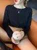 Camicette da donna Camicie Camicia con fondo in maglia allentata a maniche lunghe coreana dal design morbido con orlo ceroso all'inizio dell'autunno 2022