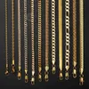 Gold Chain For Men Women Wheat Figaro Rope Cuban Link Chain Gold Filled Stainless Steel Necklaces Male Jewelry Gift Wholesale