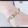 Drop Delivery 2021 Kvinnor Armband Hip Hop Designer Jewelry Diamond Tennis Armband Ised Out Butterfly Chain Charm Bangle Sier Gold Luxury FR