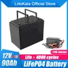 LiitoKala 12V 90Ah LiFePO4 Batteria al litio da 12,8 V 4000 cicli per camper Camper Carrello da golf Fuoristrada Off-grid Vento solare/Caricatore 14,6V20A