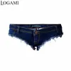 Logami Shorts Micro Sexiga Mini Denim Kvinnor Låg Midja Sommar Jeans Short Feminino 210722