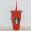 NIEUWE 24 OZ 710 ml Starbucks Pailletten Plastic Tumbler Herbruikbare Clear Drinken Platte Bodem Cup Pijler Vorm Deksel Stro mok Bardian LOVE272a