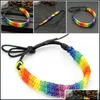 Bracelets de charme joias kimter l￩sbica presentes de namorados lgbt band tran￧a artesanal arco -￭ris gay orgulho bracelete amor delicado amizade m094fa