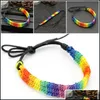 Charme Bracelets Bijoux Kimter Lesbienne Saint Valentin Cadeaux Lgbt Drapeau Tresse À La Main Arc-En-Gay Pride Bracelet Amour Délicat Amitié M094Fa