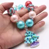 Moda azul árbol de navidad colgante collar bebé multicolor grueso chicle collares de cuentas diy joyería hecha a mano para niñas niños fiesta