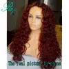 Red Deep Wave Lace Front Wigs Long Middle Part Synthetic Wig For Women Pre Plucked With Natural Hairline