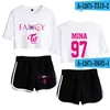 Kpop TWICE SONG FANCY moda verano mujer conjunto de dos piezas pantalones cortos y camisetas encantadoras ropa chándales de mujer