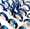 Whole 50pcs Blue 6mmウェディングバンドリングコンフォートフィット男性女性ステンレススチールリング男性女性ファッションクラシックジュエリー5440772