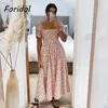 Стеченная рукава старинные летние платья женщины цветочные принты Boho Maxi длинные французские A-Line Beach Survey Red 210427