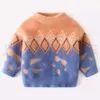 2021 Höst Vinter Baby Boys Sweaters Coat Kids Knitting Pullovers Tops Toddler Boys Girls Cartoon Långärmad Varm Kläder Y1024