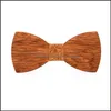 Bow Ties Fashion Aessories Handmade Mens Diy Carving Wooden Bows Knot Lesson Adjusting Wedding Gift Supplies 9 Colors Ewa6475 Drop Delivery