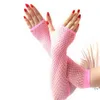 Ladies Neon Sexy Long Fingerless Fishnet Lace High Elasticity Gloves Hand Gloves Girls Punk Goth Dance Mesh Fishnet Glove Y0827